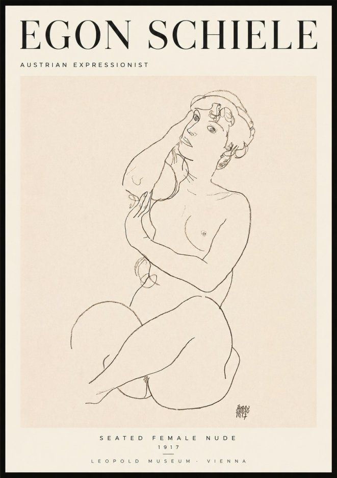Schiele Seated Female Nude No2 - Plakat