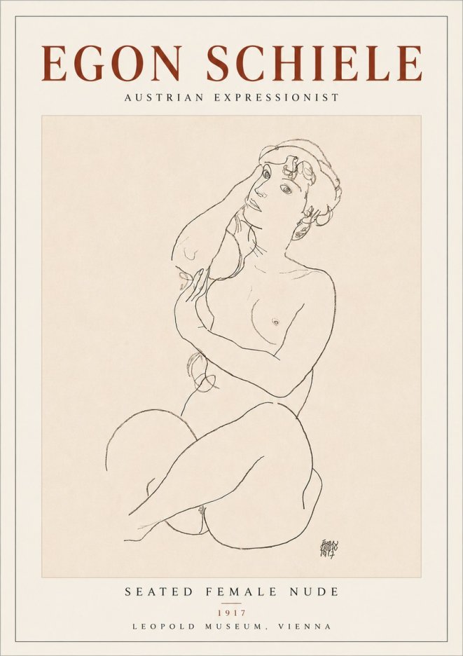 Schiele Seated Female Nude No4 - Plakat