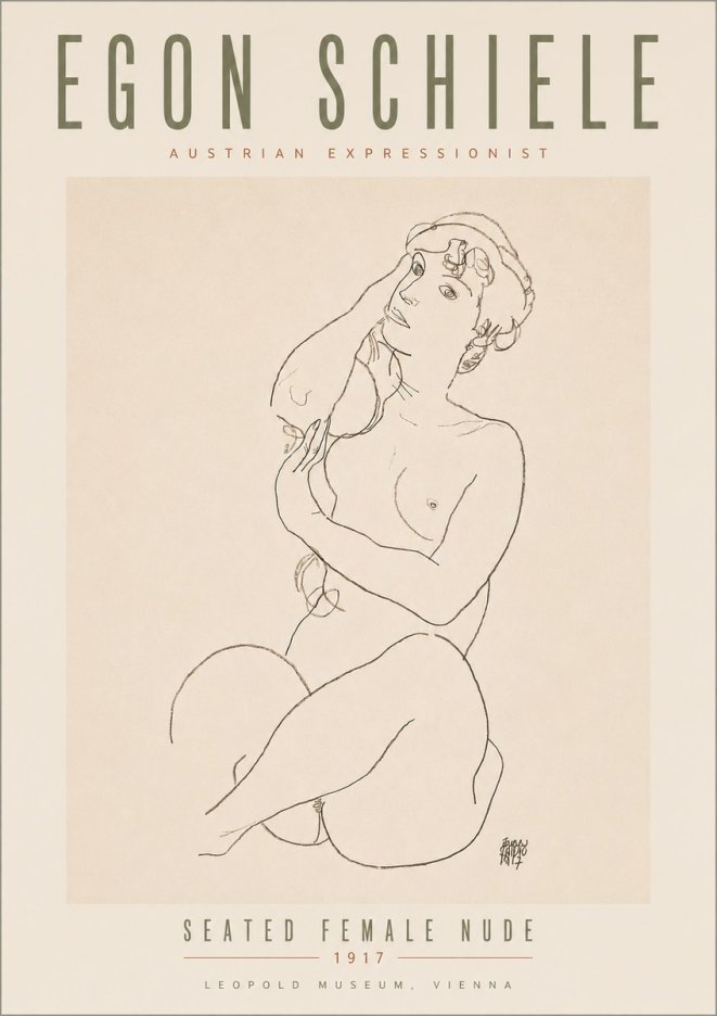 Schiele Seated Female Nude No5 - Plakat