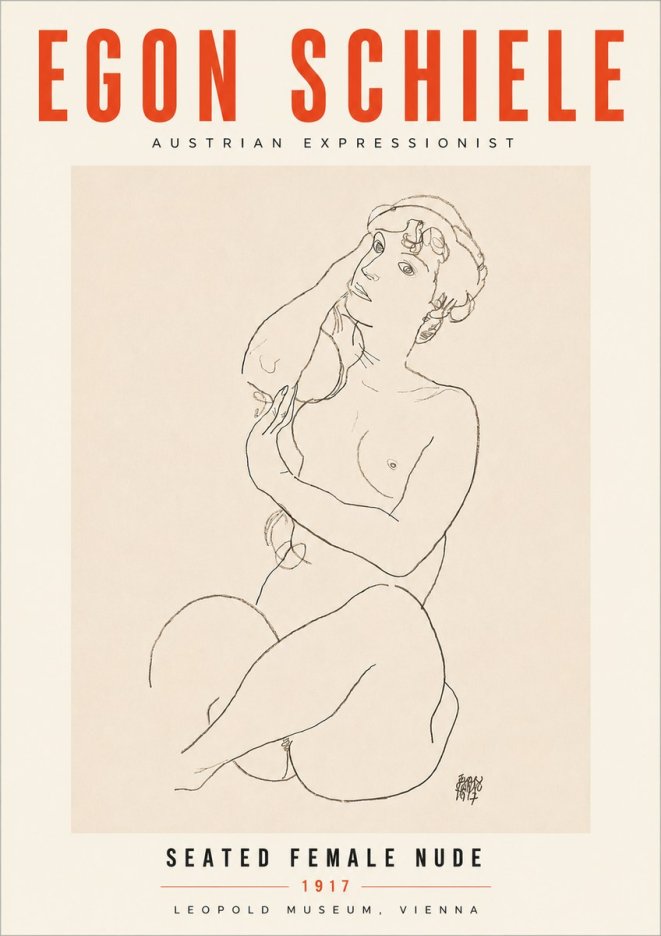 Schiele Seated Female Nude No6 - Plakat