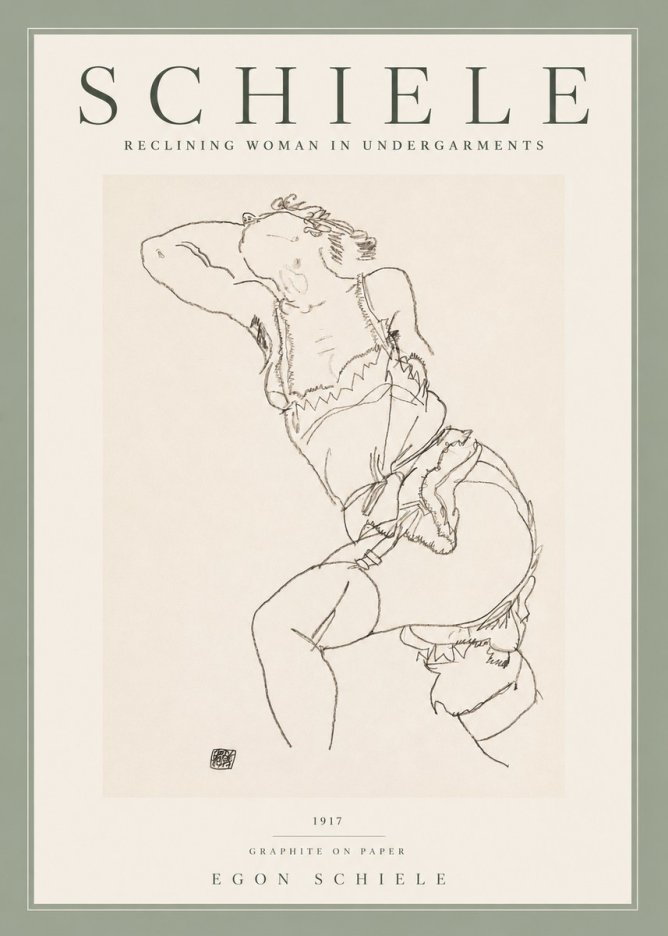 Schiele Reclining Woman in Undergarments No2 - Plakat