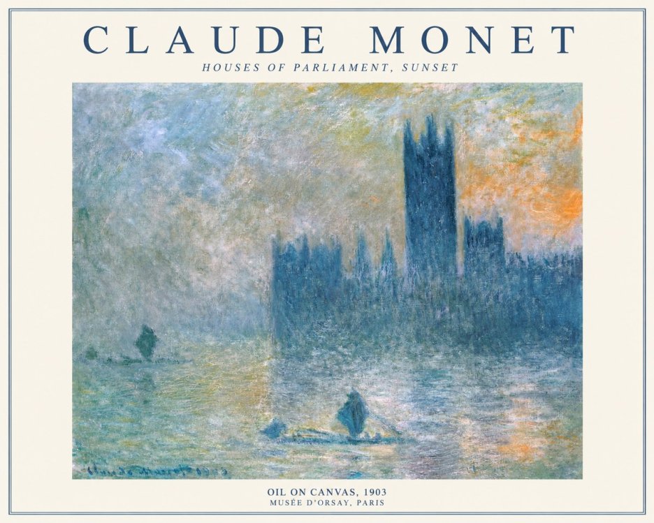 Monet Houses of Parliament, Sunset No1 - Plakat