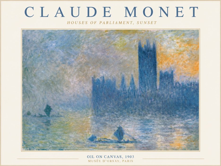 Monet Houses of Parliament, Sunset No3 - Plakat