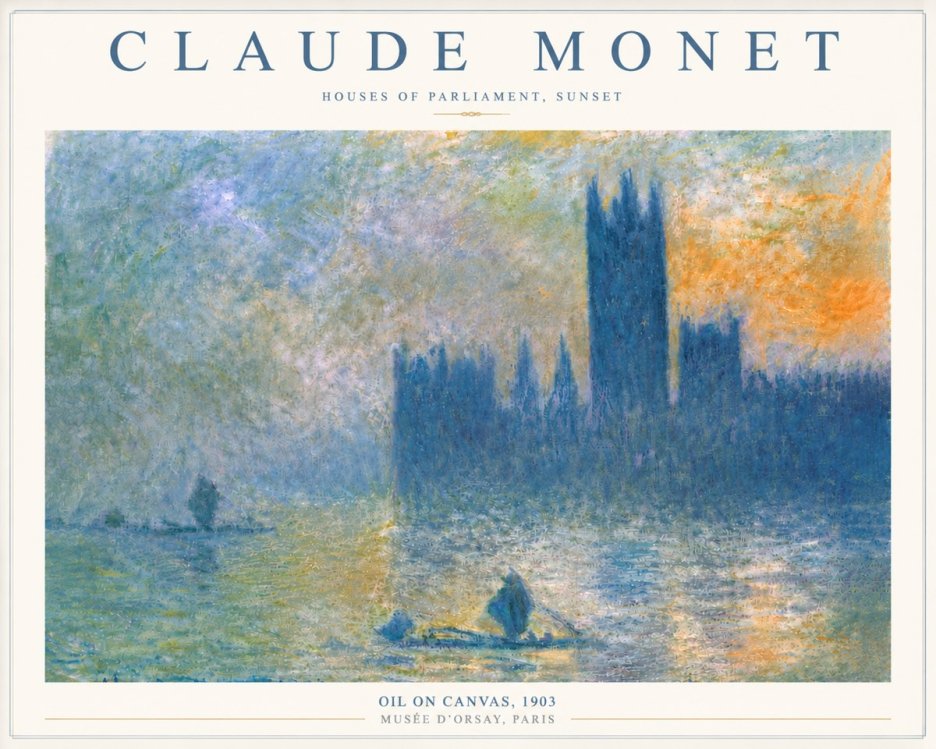 Monet Houses of Parliament, Sunset No6 - Plakat