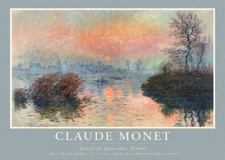 Monet Sunset at Lavacourt, Winter No2 - Plakat
