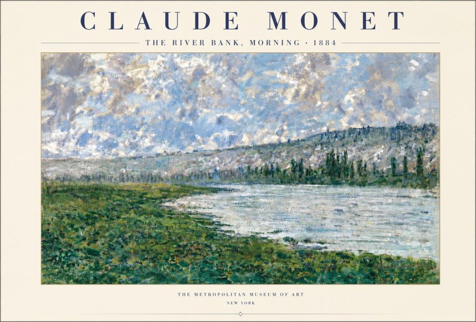 Monet The River Bank, Morning No4 - Plakat