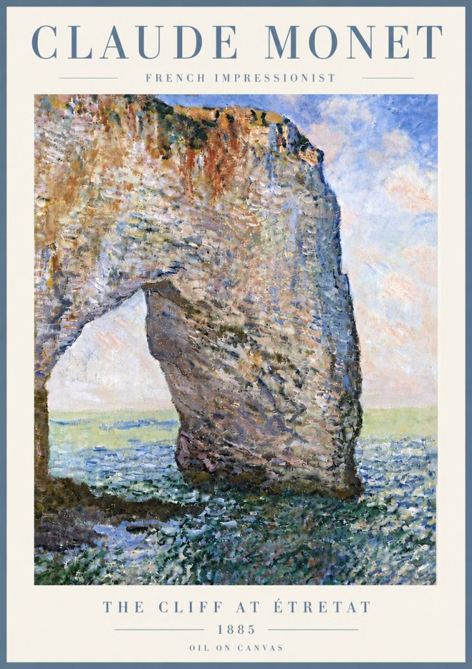 Monet The Cliff at Étretat No6 - Plakat