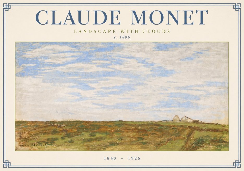 Monet Landscape with Clouds No3 - Plakat