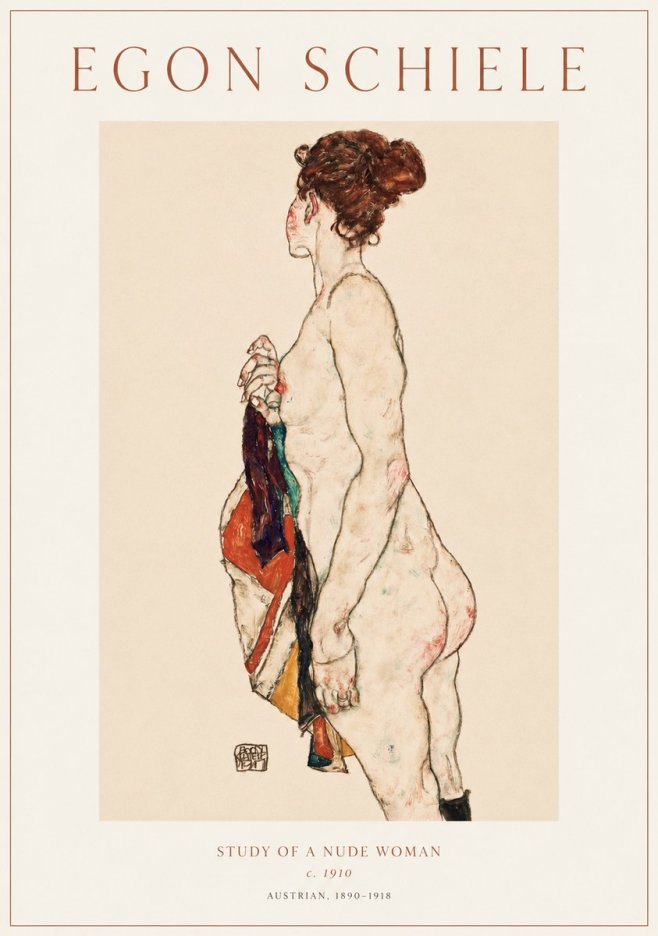 Schiele Study of a Nude Woman No1 - Plakat