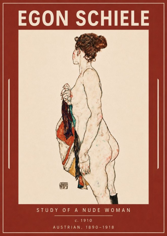 Schiele Study of a Nude Woman No5 - Plakat