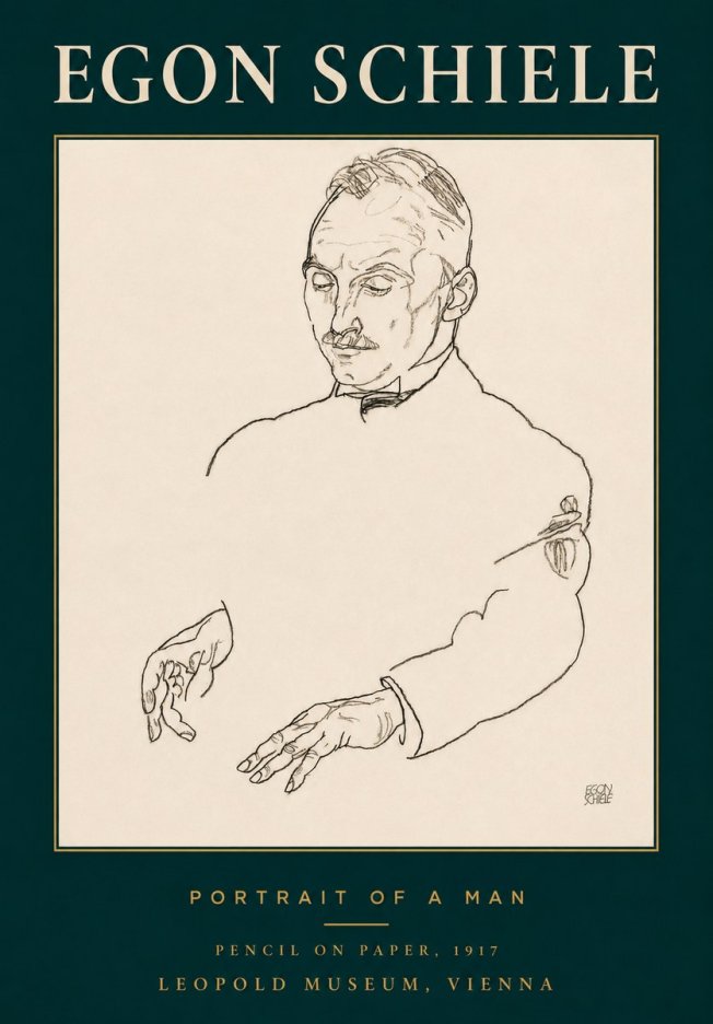 Schiele Portrait of a Man No3 - Plakat