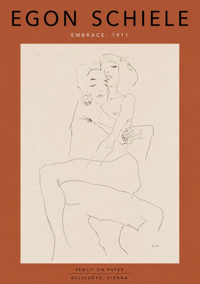 Schiele Embrace, 1911 No6 - Plakat