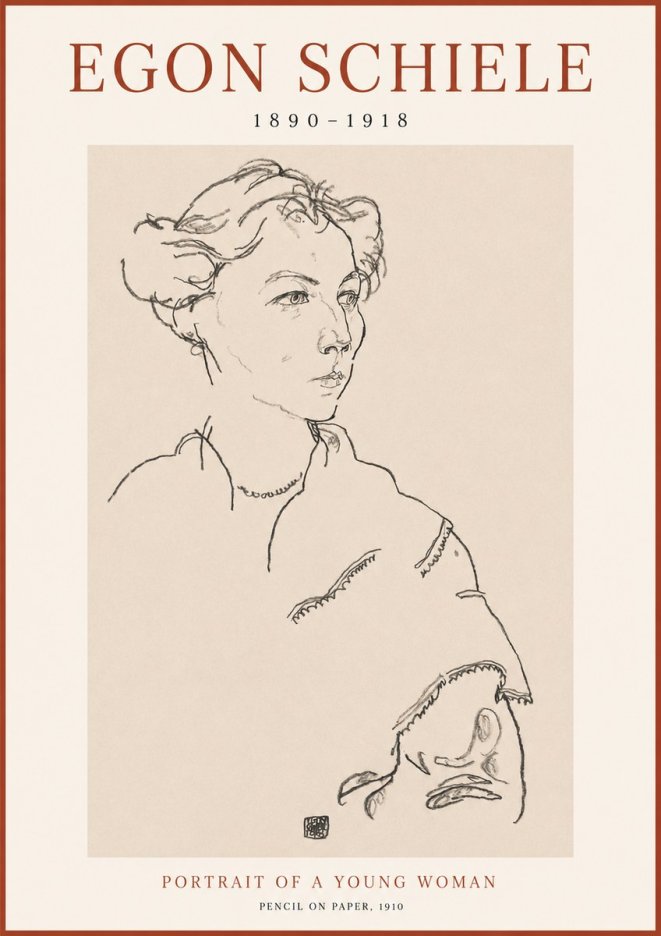Schiele Portrait of a Young Woman No1 - Plakat