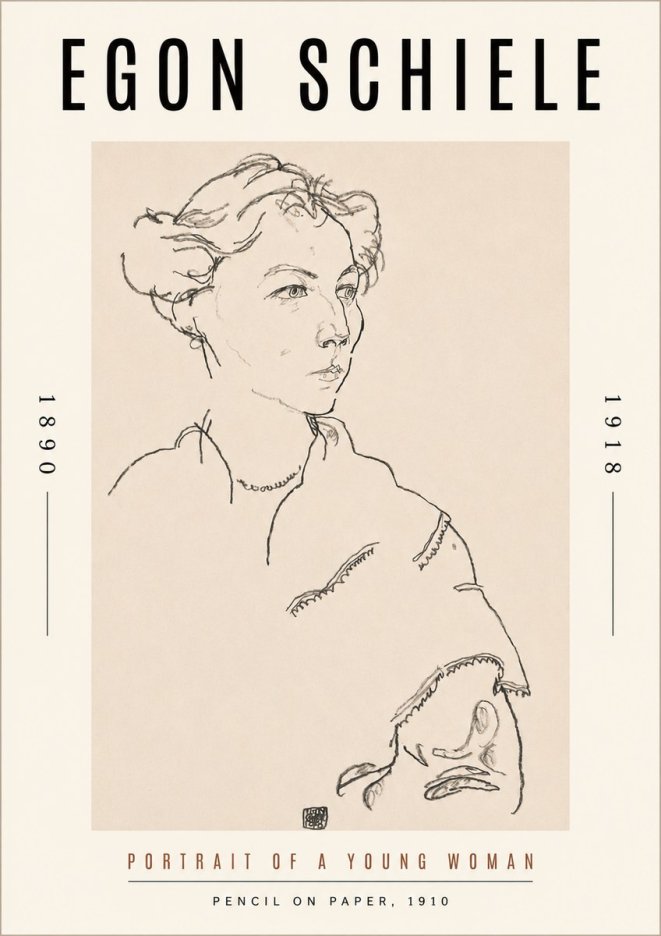 Schiele Portrait of a Young Woman No3 - Plakat