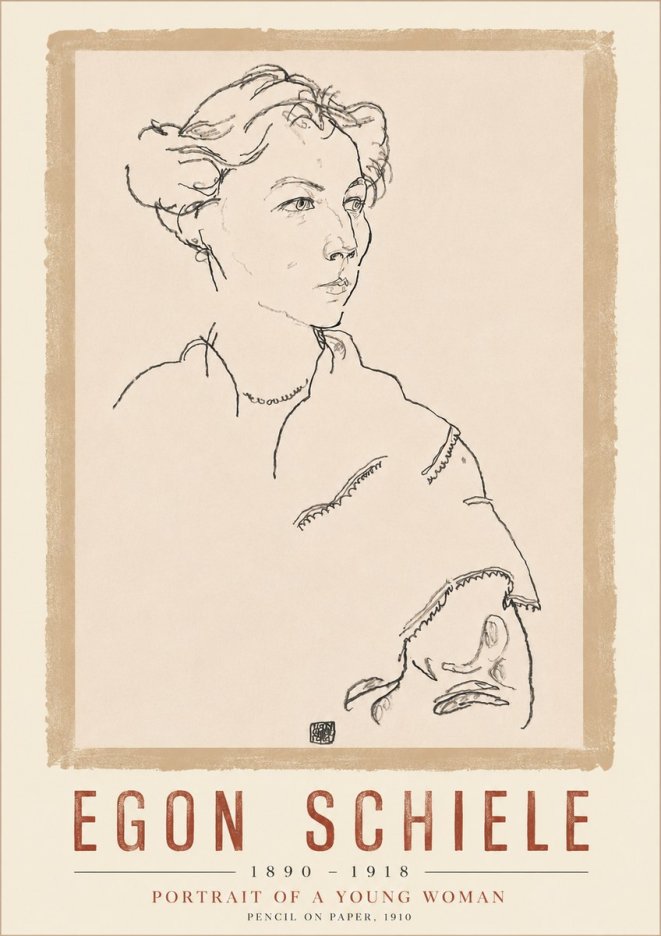 Schiele Portrait of a Young Woman No6 - Plakat