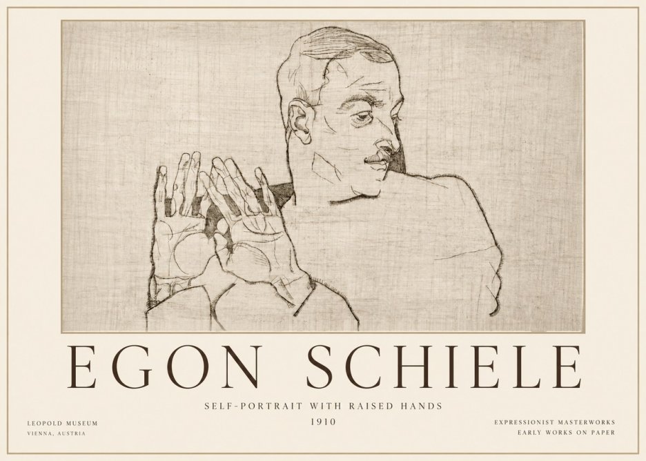 Schiele Self-portrait with Raised Hands No4 - Plakat