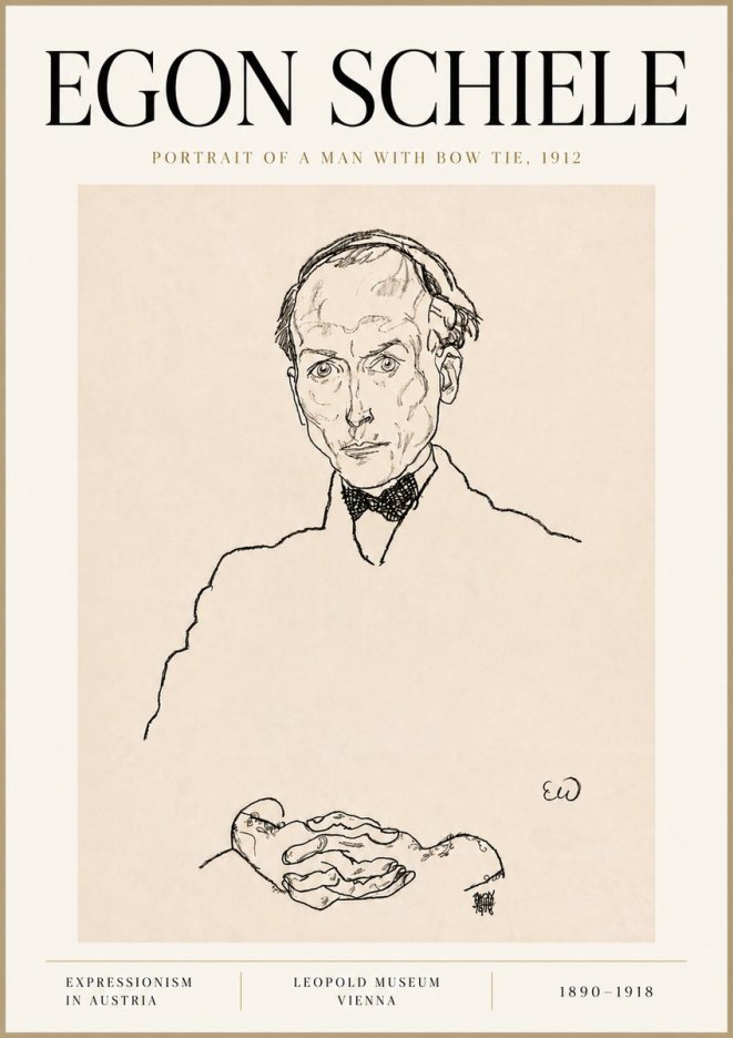 Schiele Portrait of a Man with Bow Tie, 1912 No6 - Plakat
