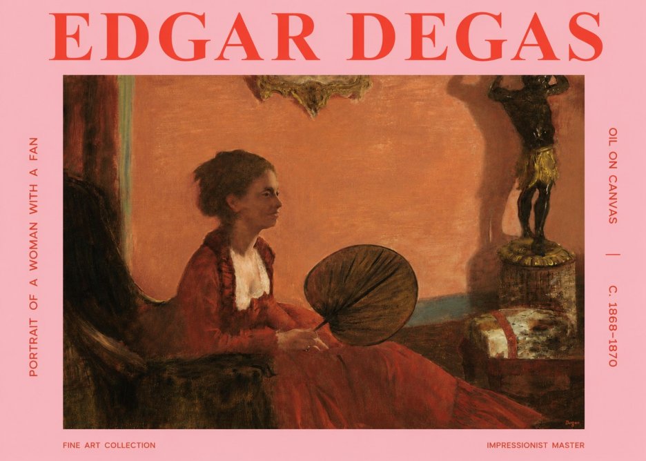 Edgar Degas Portrait of a Woman with a Fan No3 - Plakat