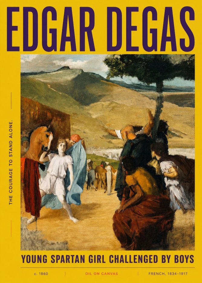 Edgar Degas Young Spartan Girl Challenged by Boys No3 - Plakat