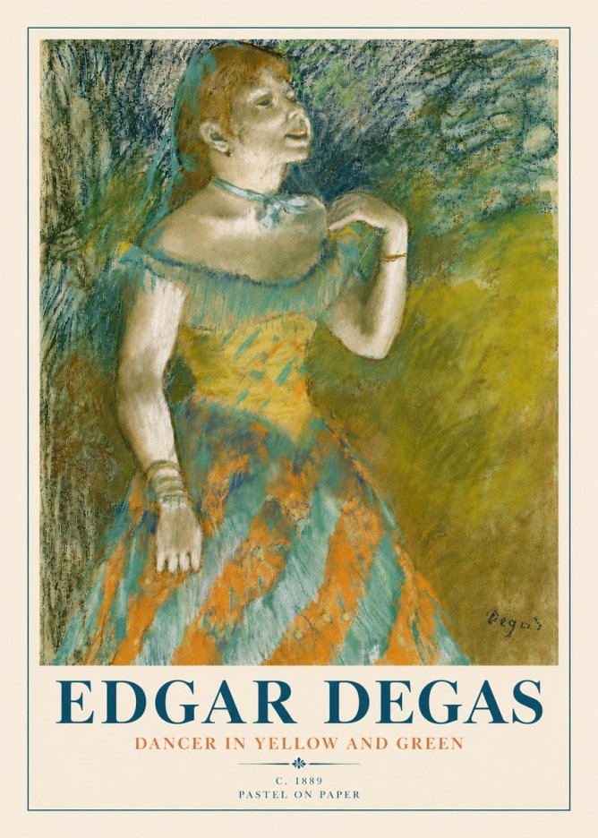Edgar Degas Dancer in Yellow and Green No4 - Plakat
