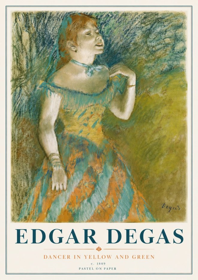 Edgar Degas Dancer in Yellow and Green No6 - Plakat