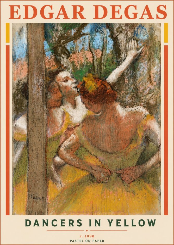 Edgar Degas Dancers in Yellow No6 - Plakat