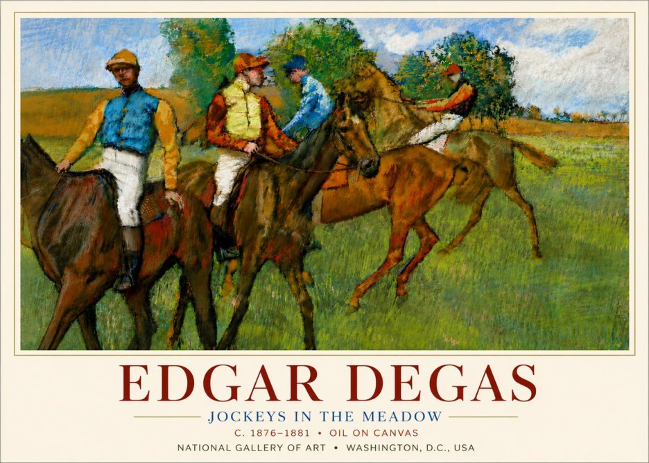 Edgar Degas Jockeys in the Meadow No6 - Plakat