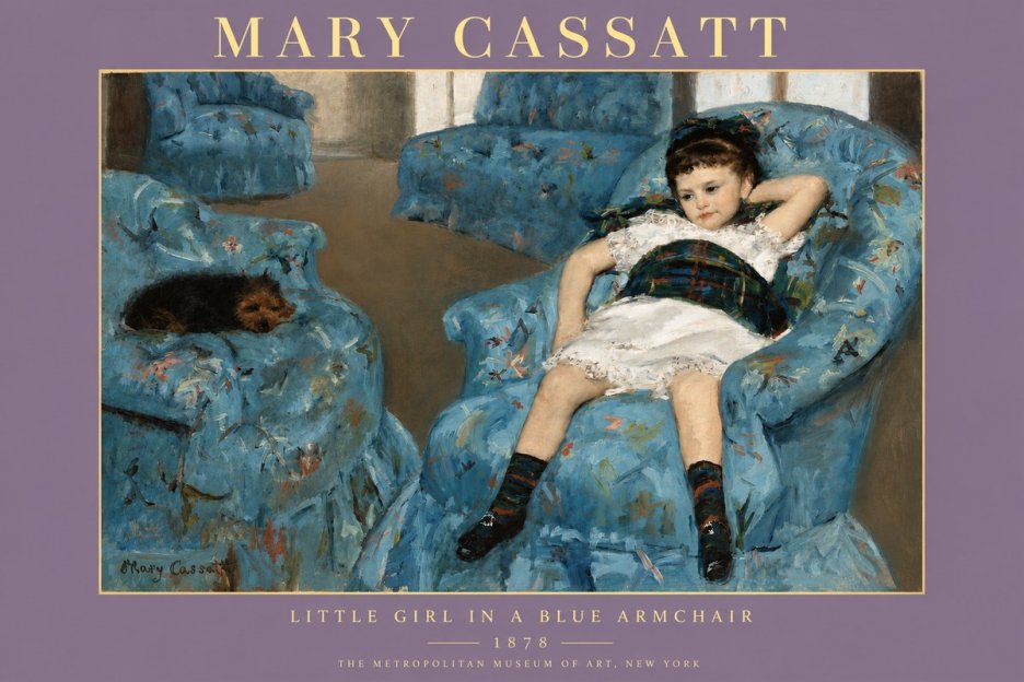 Mary Cassatt Little Girl in a Blue Armchair No4 - Plakat