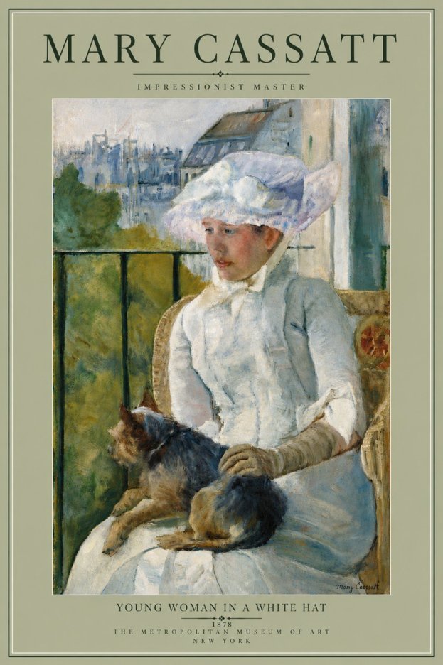 Mary Cassatt Young Woman in a White Hat No6 - Plakat