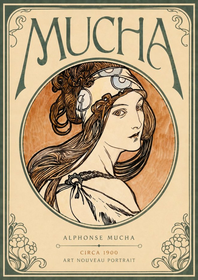 Mucha Art Nouveau Portrait I No4 - Plakat