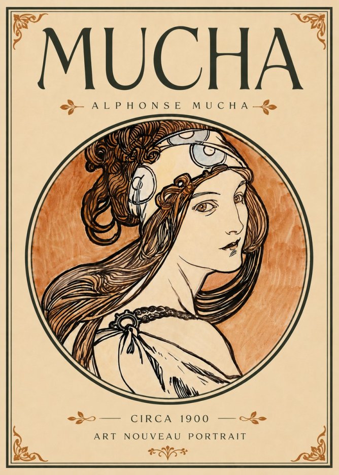 Mucha Art Nouveau Portrait I No6 - Plakat