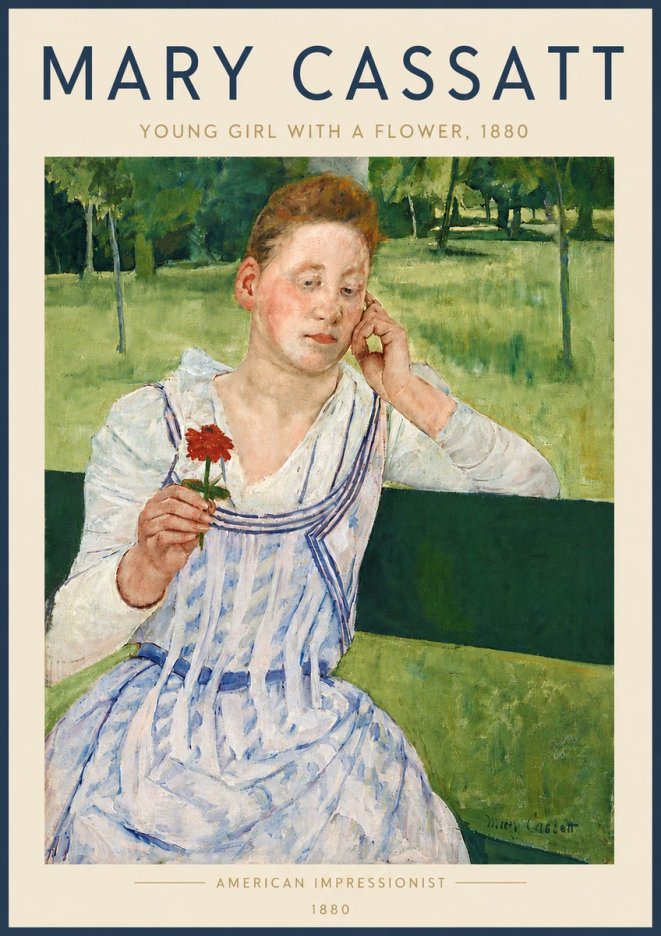 Mary Cassatt Young Girl with a Flower No6 - Plakat