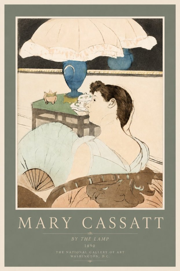 Mary Cassatt By the Lamp No2 - Plakat