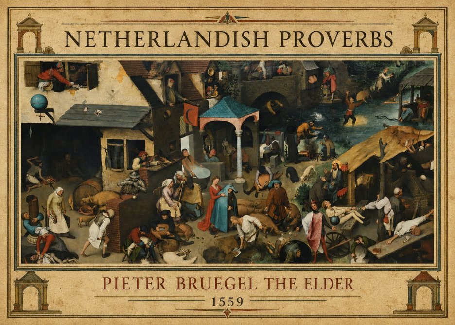 Pieter Bruegel Netherlandish Proverbs III No1 - Plakat