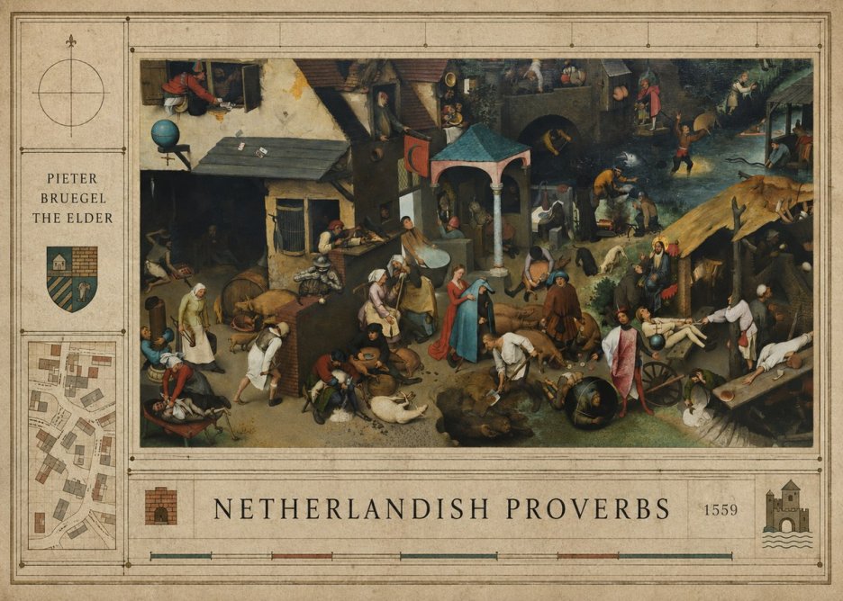Pieter Bruegel Netherlandish Proverbs III No4 - Plakat