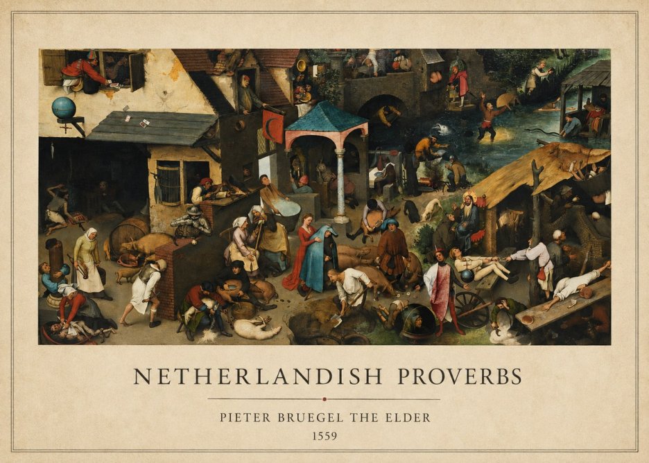 Pieter Bruegel Netherlandish Proverbs III No6 - Plakat
