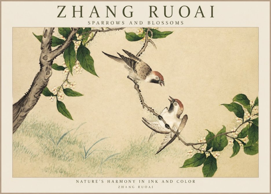 Zhang Ruoai Sparrows and Blossoms No1 - Plakat