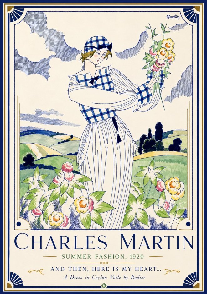 Charles Martin And Then, Here Is My Heart... Summer Dress in Ceylon Voile by Rodier No3 - Plakat