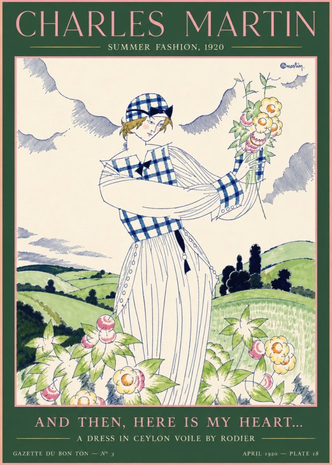 Charles Martin And Then, Here Is My Heart... Summer Dress in Ceylon Voile by Rodier No4 - Plakat