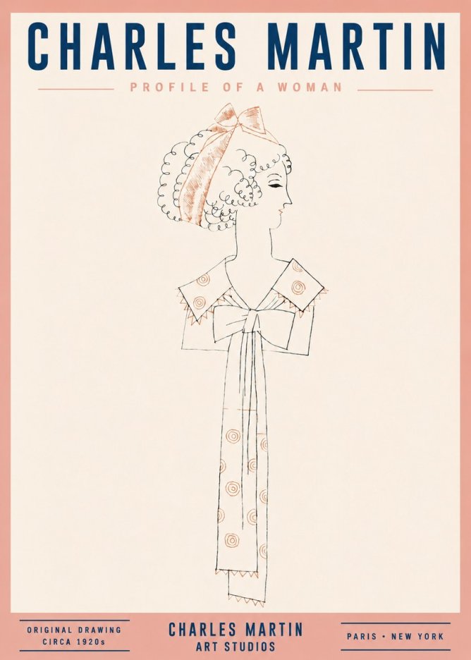 Charles Martin Profile of a Woman No2 - Plakat