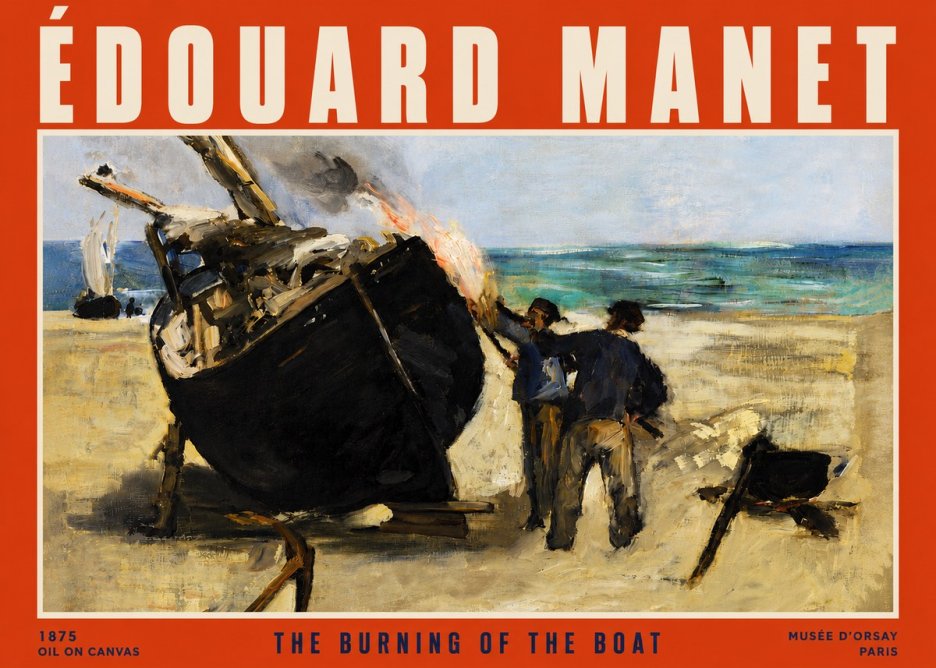 Édouard Manet The Burning of the Boat No4 - Plakat