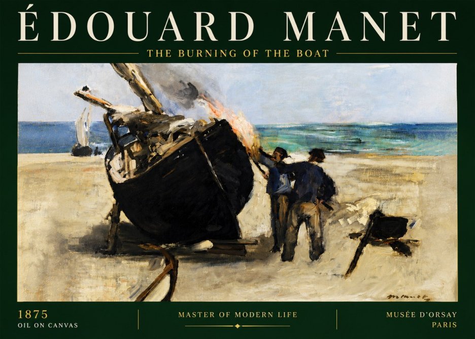 Édouard Manet The Burning of the Boat No5 - Plakat