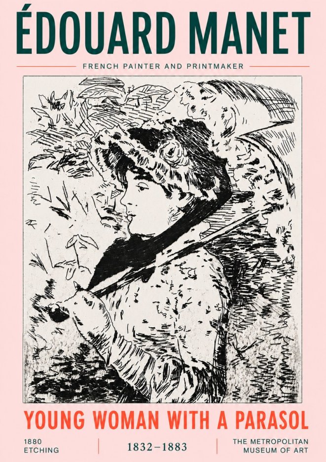 Édouard Manet Young Woman with a Parasol No6 - Plakat