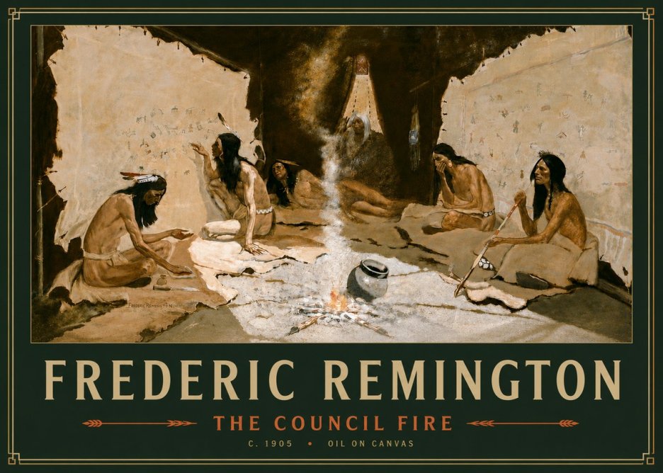 Frederic Remington The Council Fire I No4 - Plakat