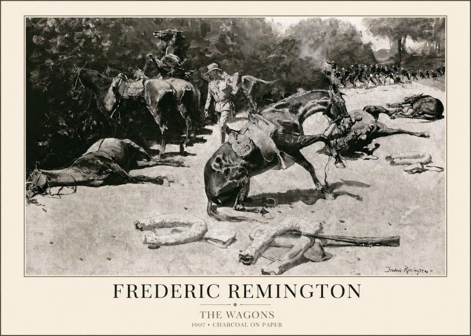 Frederic Remington The Wagons No1 - Plakat