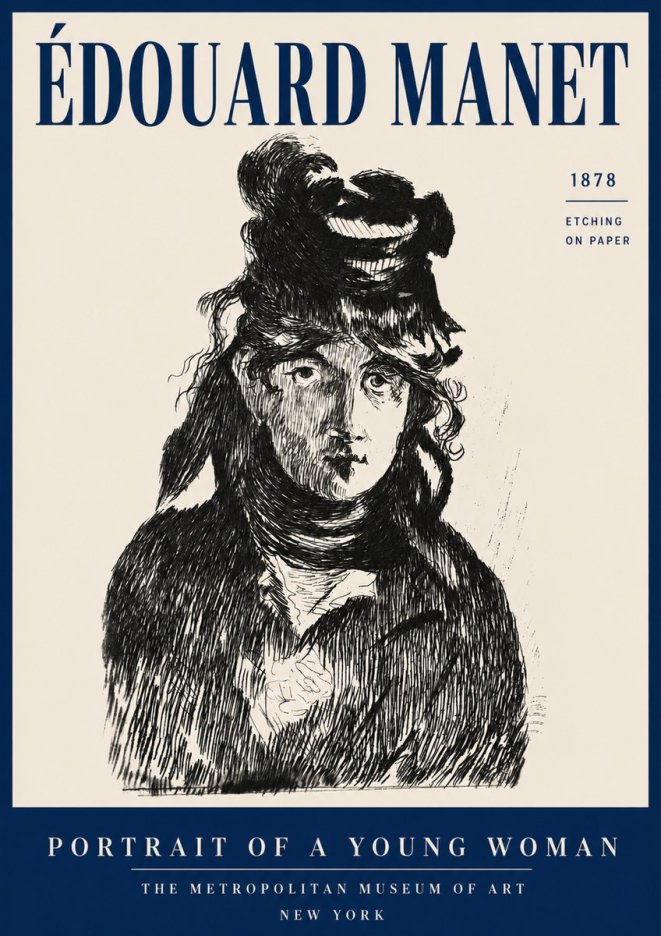 Édouard Manet Portrait of a Young Woman I No4 - Plakat