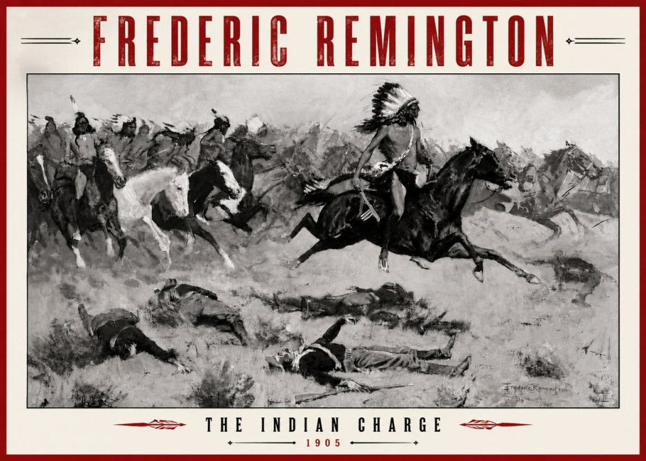 Frederic Remington The Indian Charge No6 - Plakat