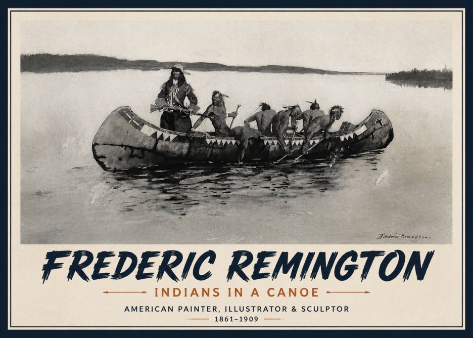Frederic Remington Indians in a Canoe No4 - Plakat