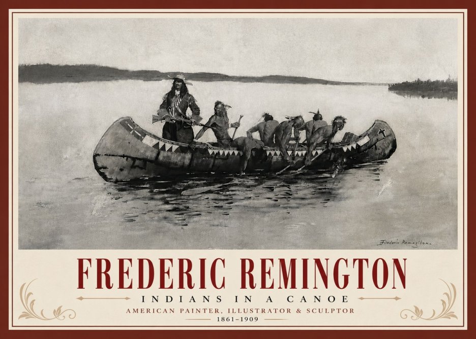 Frederic Remington Indians in a Canoe No6 - Plakat