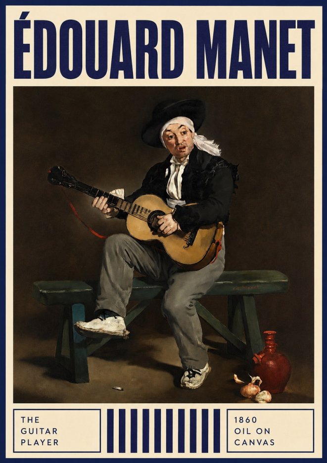 Édouard Manet The Guitar Player No3 - Plakat